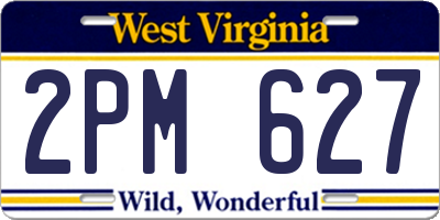WV license plate 2PM627