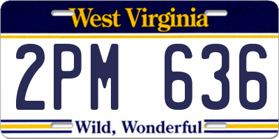WV license plate 2PM636