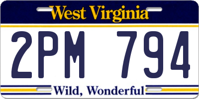 WV license plate 2PM794