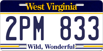 WV license plate 2PM833