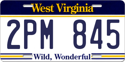 WV license plate 2PM845