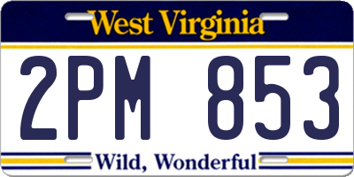 WV license plate 2PM853