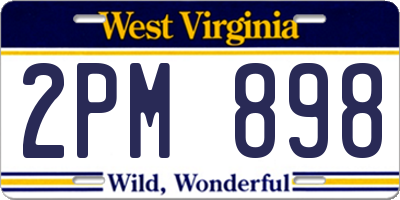 WV license plate 2PM898