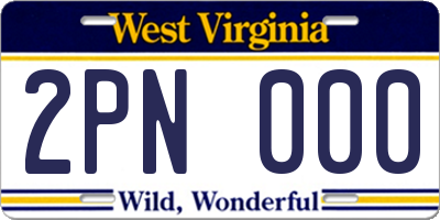 WV license plate 2PN000
