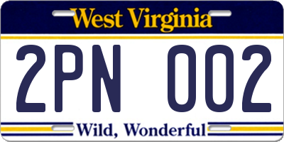 WV license plate 2PN002
