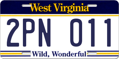 WV license plate 2PN011