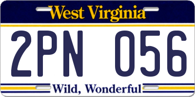 WV license plate 2PN056