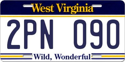 WV license plate 2PN090