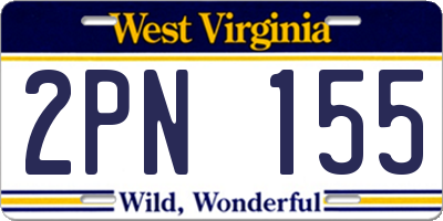 WV license plate 2PN155
