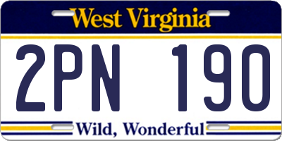 WV license plate 2PN190