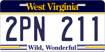 WV license plate 2PN211