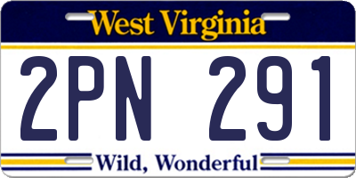 WV license plate 2PN291