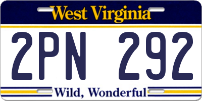 WV license plate 2PN292