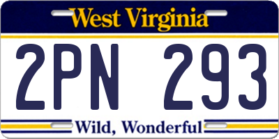 WV license plate 2PN293