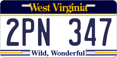 WV license plate 2PN347