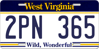 WV license plate 2PN365