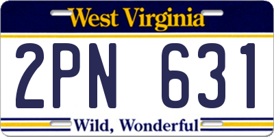 WV license plate 2PN631