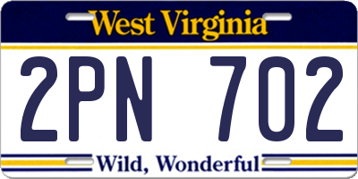 WV license plate 2PN702
