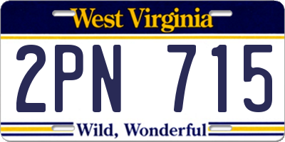 WV license plate 2PN715