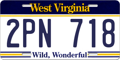 WV license plate 2PN718