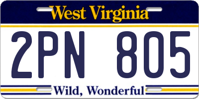 WV license plate 2PN805