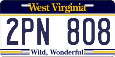 WV license plate 2PN808