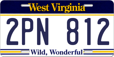 WV license plate 2PN812