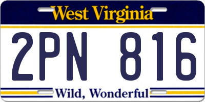 WV license plate 2PN816