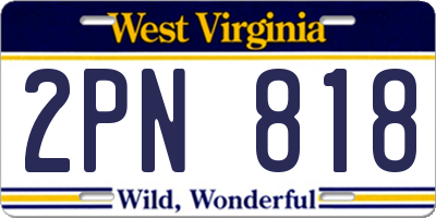 WV license plate 2PN818