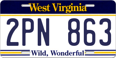 WV license plate 2PN863