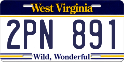 WV license plate 2PN891