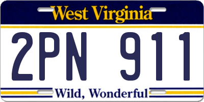 WV license plate 2PN911