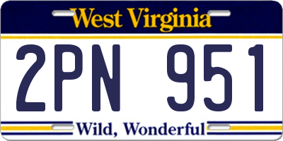 WV license plate 2PN951