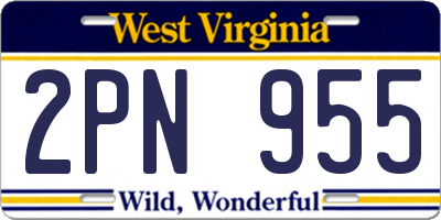 WV license plate 2PN955