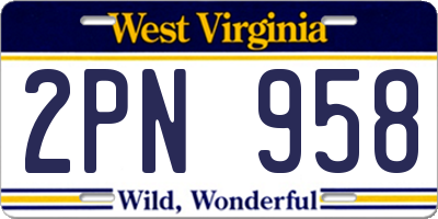 WV license plate 2PN958