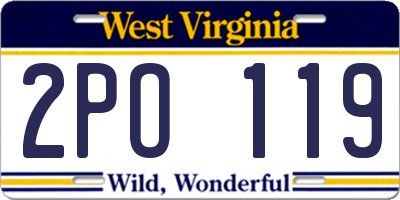 WV license plate 2PO119