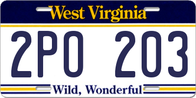 WV license plate 2PO203