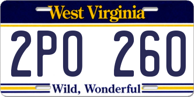 WV license plate 2PO260