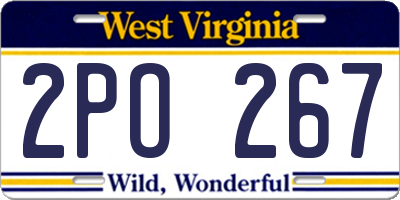 WV license plate 2PO267