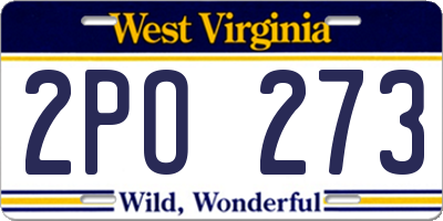 WV license plate 2PO273