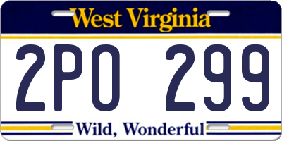 WV license plate 2PO299