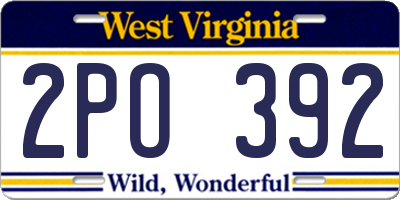 WV license plate 2PO392