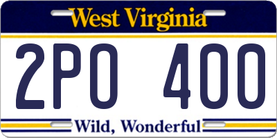 WV license plate 2PO400