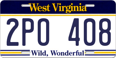 WV license plate 2PO408