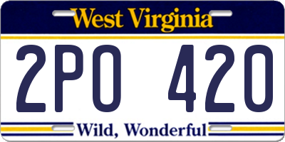 WV license plate 2PO420