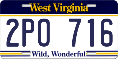 WV license plate 2PO716
