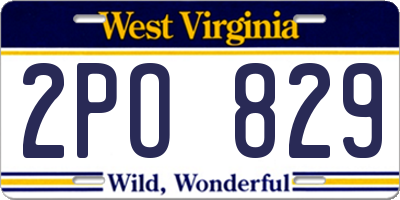 WV license plate 2PO829
