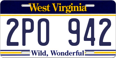 WV license plate 2PO942