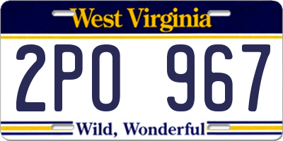 WV license plate 2PO967