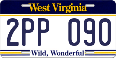 WV license plate 2PP090